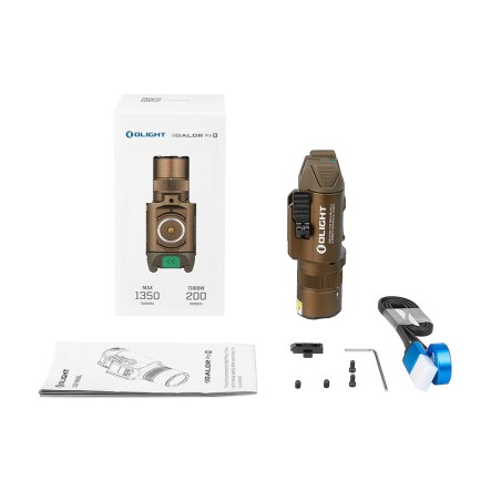 Olight - Baldr Pro R Lampe tactique avec laser vert 1350 lumens LED - Tan