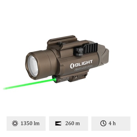 Olight Baldr Pro – Lampe Tactique 1350 Lumens + Laser Vert – Tan
