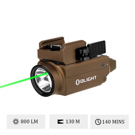 Olight Baldr S – Lampe tactique compacte 800 lumens + laser vert – Tan