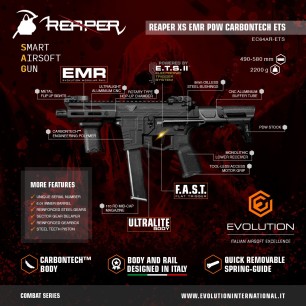 Evolution International - Réplique AEG Reaper XS EMR PDW Carbontech ETS II - Noir
