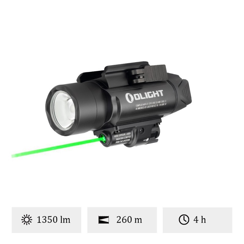 Olight - Baldr Pro | Lampe Tactique Ultra Puissante Avec Laser Vert - Noir