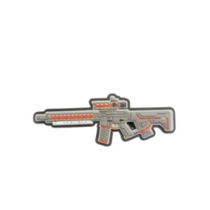 LANCER TACTICAL - Patch Fusil LT-34 PVC Morale, Gris / Rouge