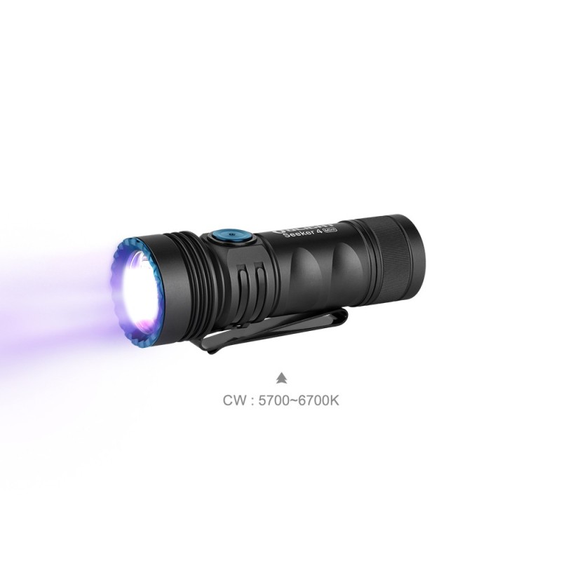 Olight - Seeker 4 Mini | Mini lampe torche LED et Éclairage UV - Noir