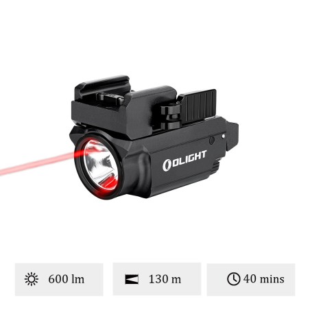 Olight - Baldr RL Mini | Lampe tactique avec laser rouge - Noir
