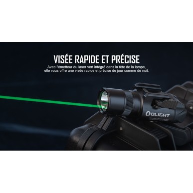 Olight - Baldr Pro R | Lampe tactique avec laser vert & 1350 lumens LED - Noir