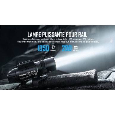 Olight - Baldr Pro R | Lampe tactique avec laser vert & 1350 lumens LED - Noir