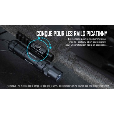 Olight Odin GL Mini – Lampe tactique 1000 lumens avec laser vert – Noir