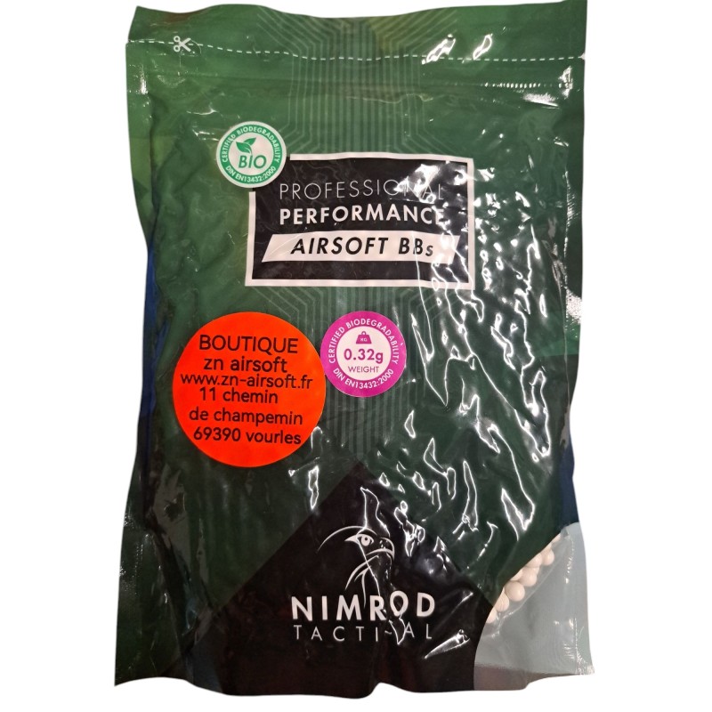 Nimrod Tactical - Billes blanches Biodégradables Pro Performance 0.32g X 3125 bbs Nimrod Tactical - Billes blanches Biodégradables Pro Performance 0.32g X 3125 bbs