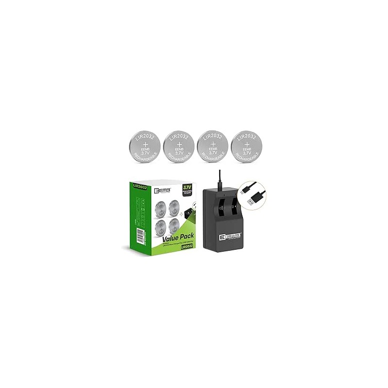Lot De 4 Piles Rechargeable LIR2032 Avec Chargeur
