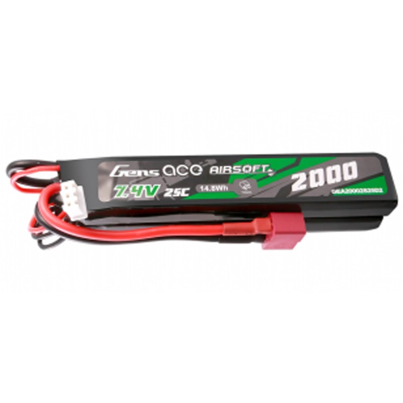 GENS - Batterie Lipo 7.4V 2000mAh 25C - T-DEAN - 2 Bâtons GENS - Batterie Lipo 7.4V 2000mAh 25C - T-DEAN - 2 Bâtons