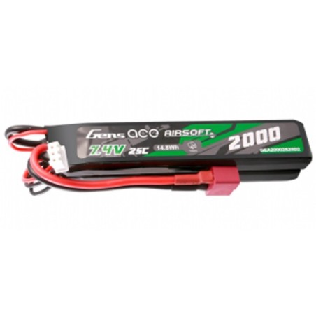 GENS - Batterie Lipo 7.4V 2000mAh 25C - T-DEAN - 2 Bâtons