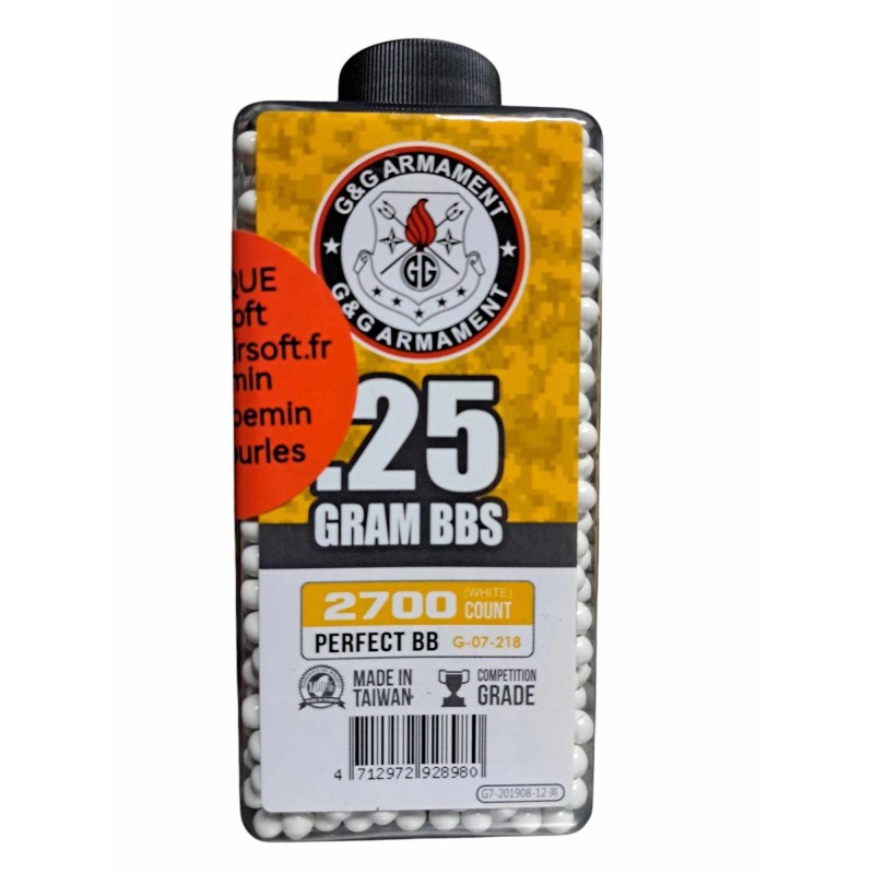 G&G Armament - Billes Blanche 0.25g Précision 2700 Bbs G&G Armament - Billes Blanche 0.25g Précision 2700 Bbs