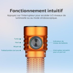 Olight - Baton Turbo | Lampe de poche puissante 1000 lm portée 510m - Orange