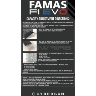 CYBERGUN - Chargeur à capacité ajustable 30 60 120 Billes pour FAMAS - Noir
