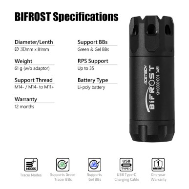 Acetech Bifrost Unit Titanium – Traceur Airsoft RGB 14 mm | Zn-Airsoft.fr