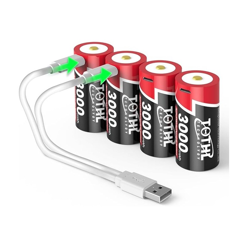 Tothl - 1 pile CR123A - Rechargeables en usb Type C