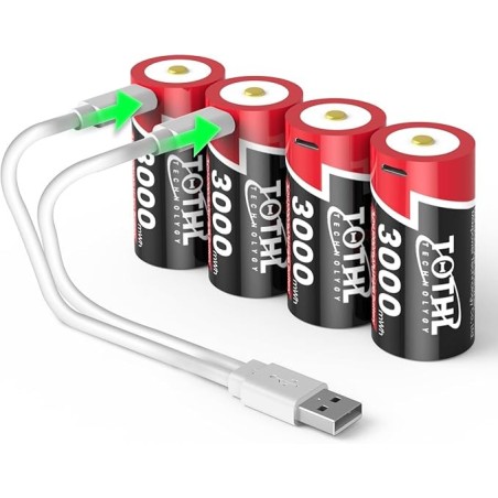 Tothl - 1 pile CR123A - Rechargeables en usb Type C