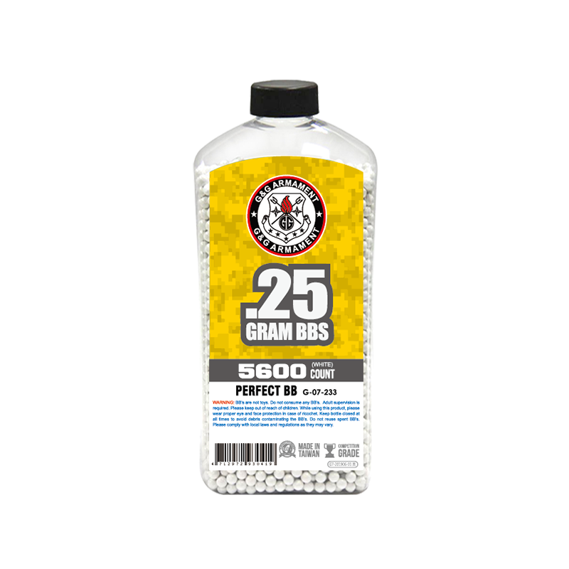 G&G Armament - Billes Blanche biodégradables 0.25g X 5600 bbs G&G Armament - Billes Blanche biodégradables 0.25g X 5600 bbs