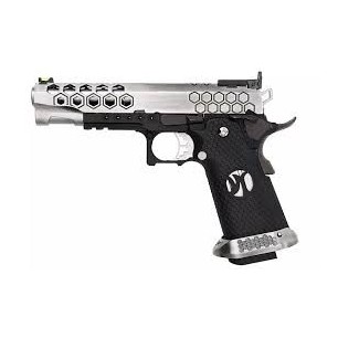 AW CUSTOM - Pistolet GBB Hi-Capa HX2501 en Métal - Noir et argent