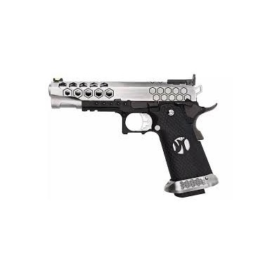 AW CUSTOM - Pistolet GBB Hi-Capa HX2501 en Métal - Noir et argent