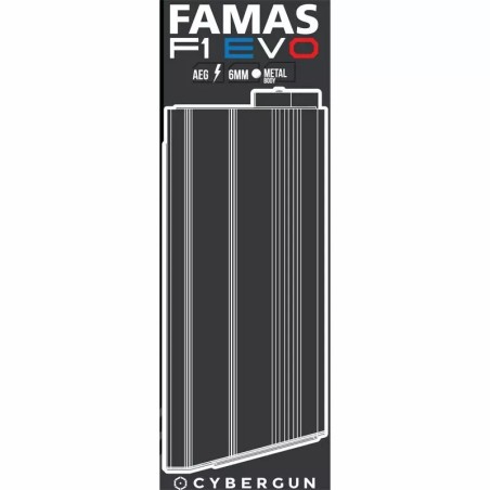 CYBERGUN - Chargeur à capacité ajustable 30 60 120 Billes pour FAMAS - Noir