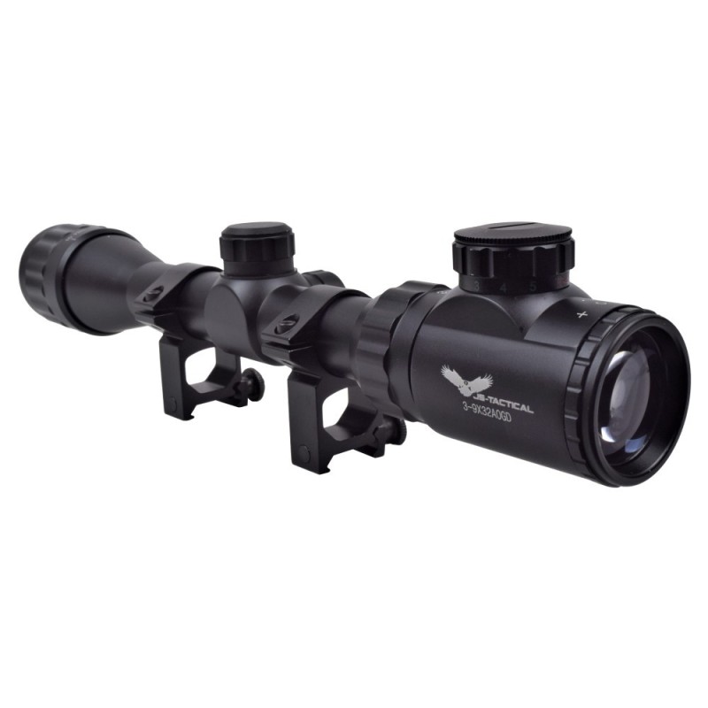 JS-TACTICAL - Lunette Avec Lentille Zoom 3X-9X Lentille 32mm - Noir