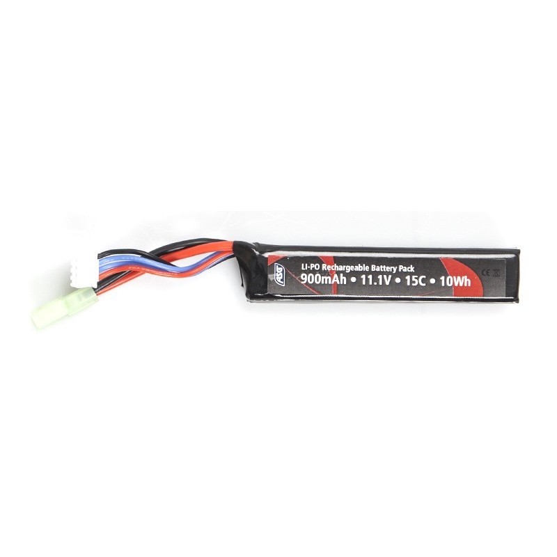 ASG - Batterie LiPo 11.1V 900mAh 15C - Tamiya - Nouvelle version plus court ASG - Batterie LiPo 11.1V 900mAh 15C - Tamiya - Nouvelle version plus court