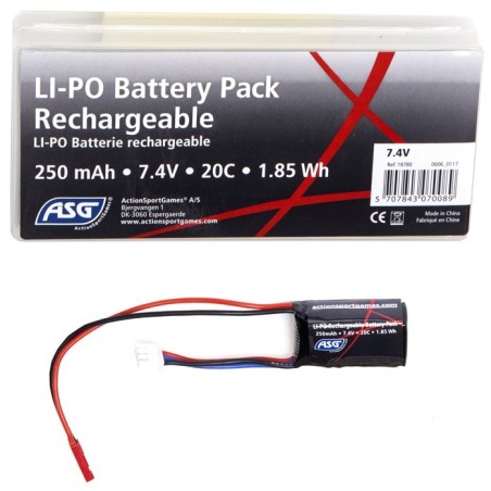 ASG - Batterie LiPo 7.4V 250mAh 20C - Mini Tamiya - Spéciale HPA