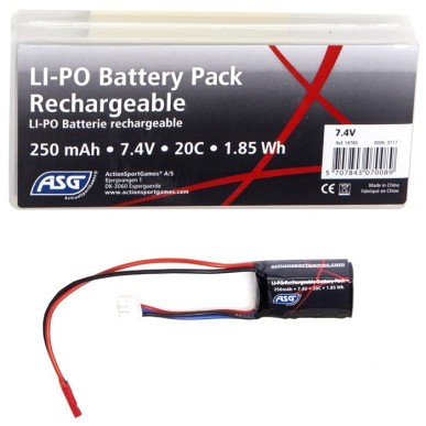 ASG - Batterie LiPo 7.4V 250mAh 20C - Mini Tamiya - Spéciale HPA