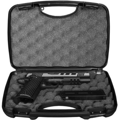 Evolution International - Pistolet GBB E911 Defender Steel avec mallette de transport - Noir et Argent