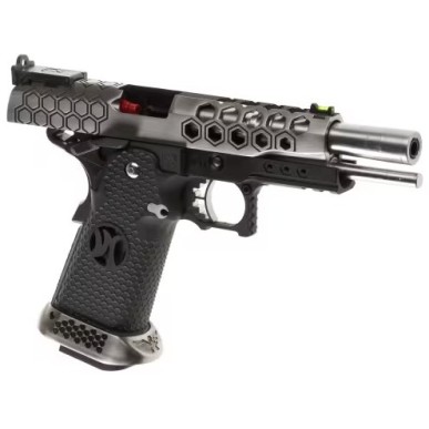 AW CUSTOM - Pistolet GBB Hi-Capa HX2501 en Métal - Noir et argent