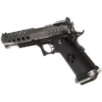 AW CUSTOM - Pistolet GBB Hi-Capa HX2501 en Métal - Noir et argent