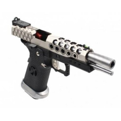 AW CUSTOM - Pistolet GBB Hi-Capa HX2501 en Métal - Noir et argent
