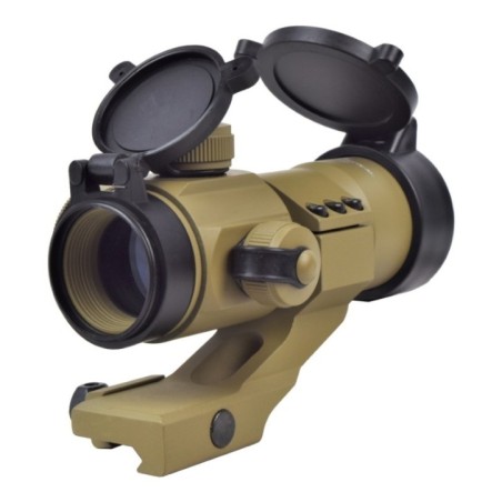 JS-TACTICAL - Viseur Point Rouge Lentille 30mm avec Rehausse - Tan