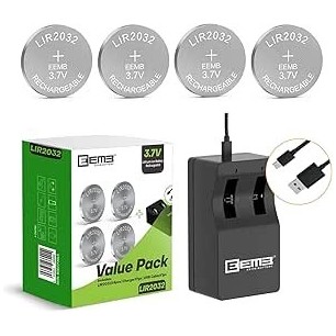 Lot De 4 Piles Rechargeable LIR2032 Avec Chargeur