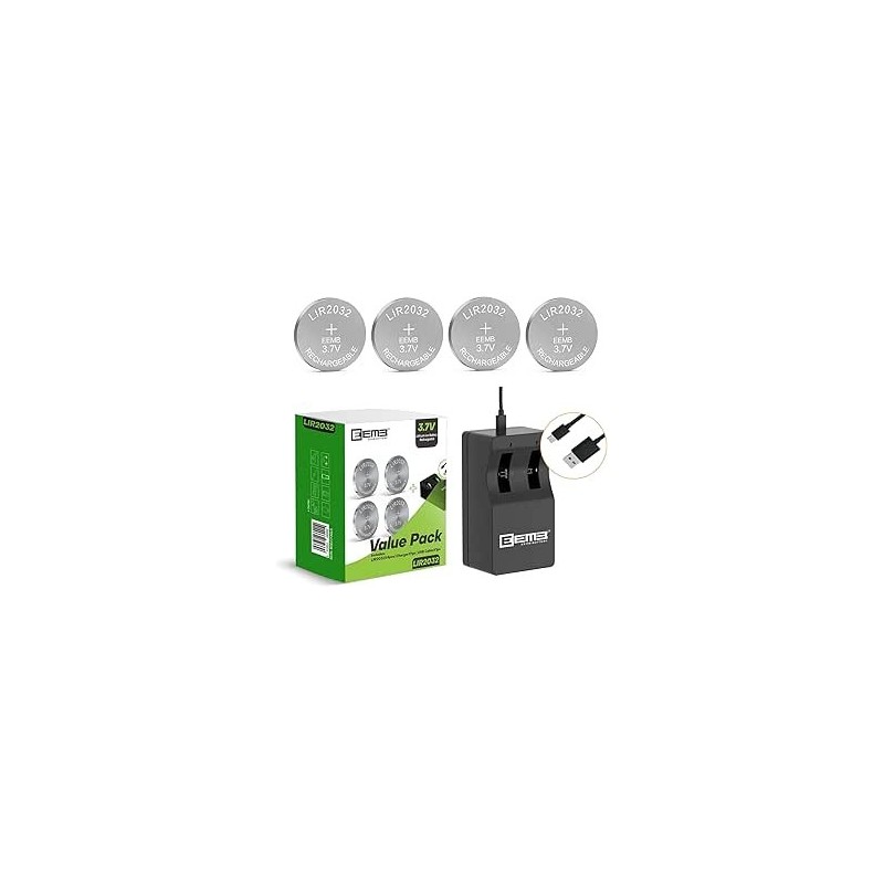 Lot De 4 Piles Rechargeable LIR2032 Avec Chargeur