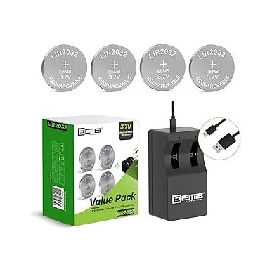 Lot De 4 Piles Rechargeable LIR2032 Avec Chargeur