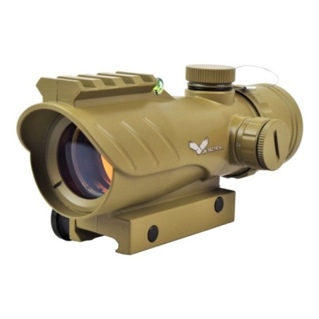 JS-TACTICAL - Viseur Point Rouge avec Lentille de 30mm Type ACOG - Tan
