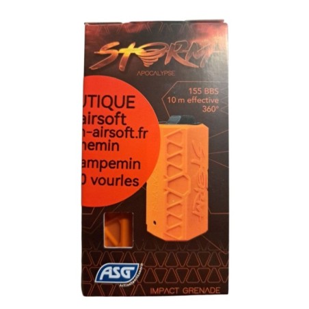 ASG - Grenade à gaz réutilisable Storm Apocalypse 155 billes - Orange