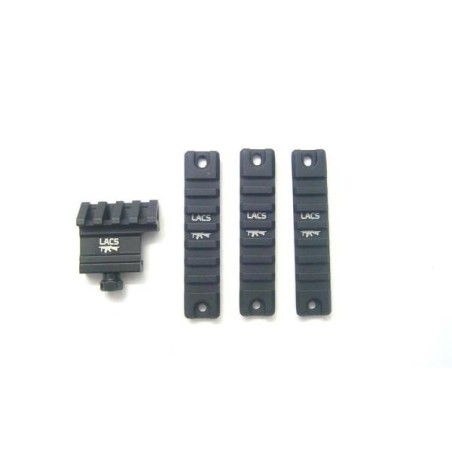 LACS - Lot De 3 Rails Picatinny + 1 Rail 45° Déporté - Noir
