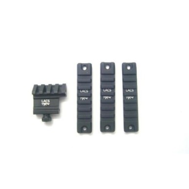 LACS - Lot De 3 Rails Picatinny + 1 Rail 45° Déporté - Noir